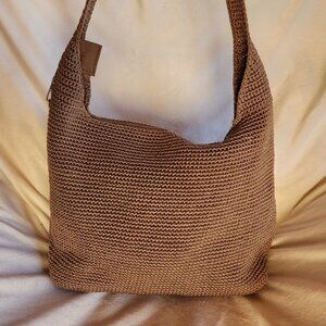 The SAK large brown woven lined HOBO bag BOHO
